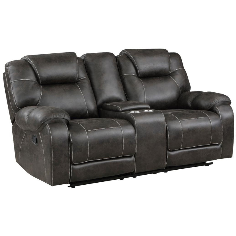 Homelegance Gainesville Reclining Leather Look Loveseat with Console 8560PM-2 IMAGE 1