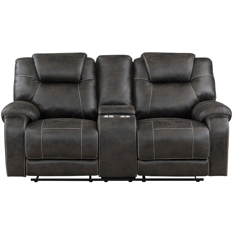 Homelegance Gainesville Reclining Leather Look Loveseat with Console 8560PM-2 IMAGE 2