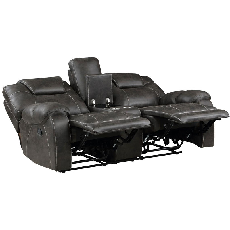 Homelegance Gainesville Reclining Leather Look Loveseat with Console 8560PM-2 IMAGE 3