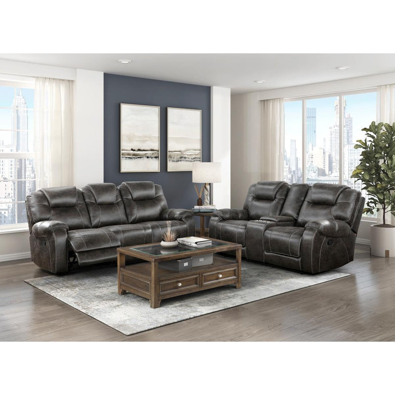 Homelegance Gainesville Reclining Leather Look Loveseat with Console 8560PM-2 IMAGE 6