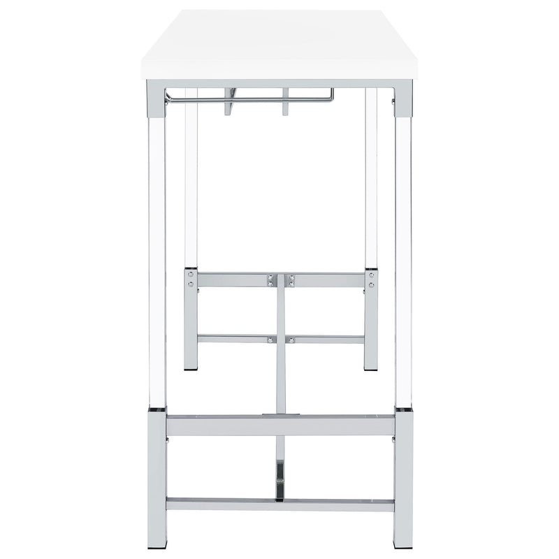 Coaster Furniture Norcrest 182101 Pub Height Bar Table with Acrylic Legs and Wine Storage - White High Gloss IMAGE 5