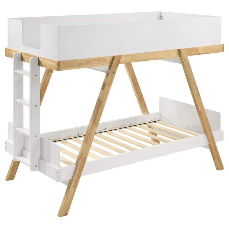 Coaster Furniture Frankie 460570T Wood Twin Over Twin Bunk Bed - White/Natural IMAGE 1