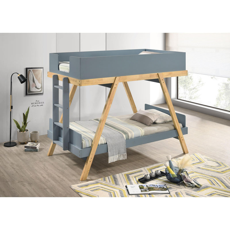 Coaster Furniture Frankie 460572T Wood Twin Over Twin Bunk Bed - Van Courtland Blue/Natural IMAGE 2