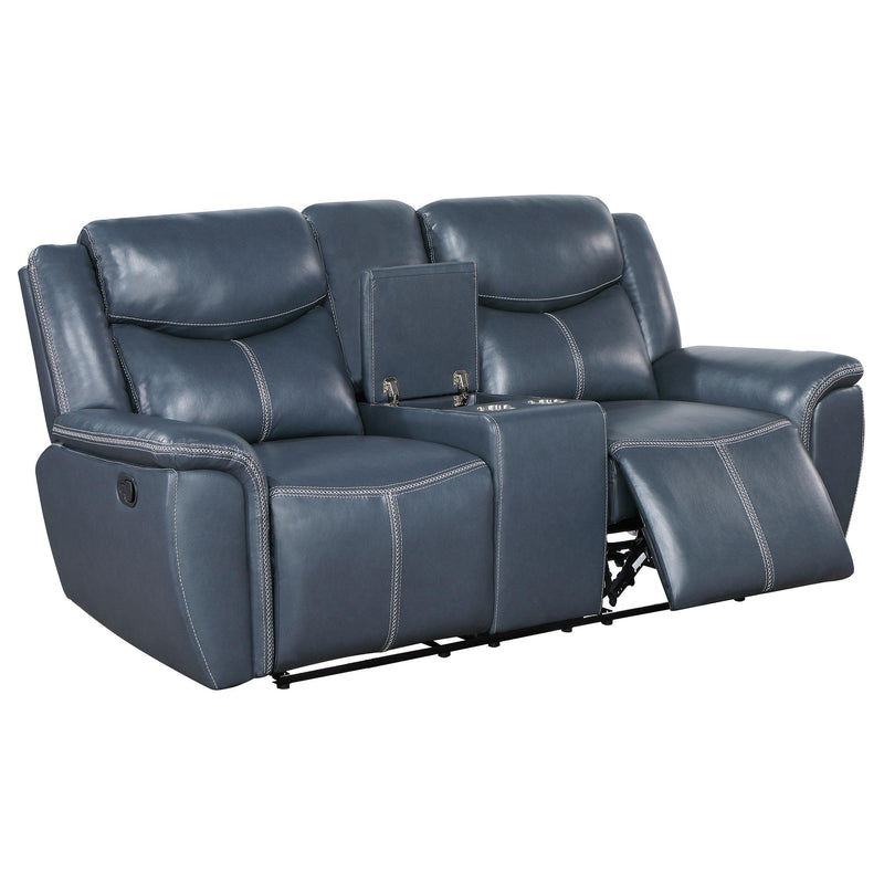 Coaster Furniture Sloane Reclining Leather Look Loveseat with Console 610272 IMAGE 3