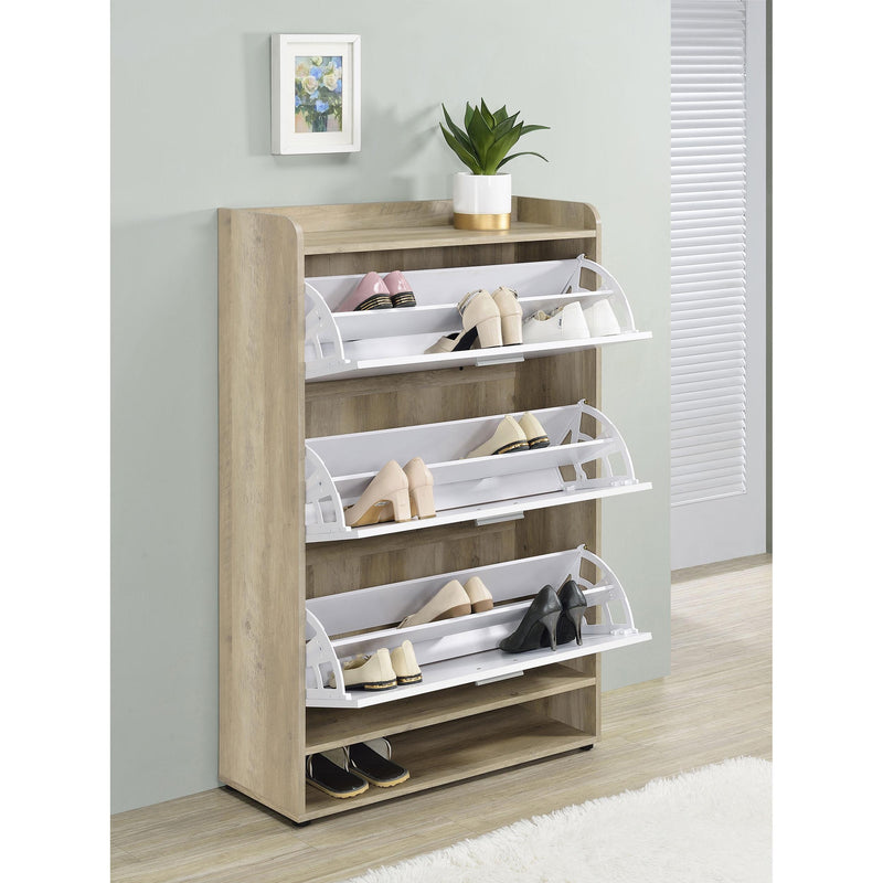 Coaster Furniture Denia 950403 3-Tier Shoe Storage Cabinet - Antique Pine/White IMAGE 3