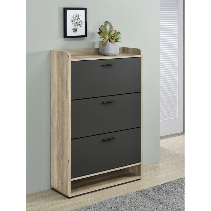 Coaster Furniture Denia 950404 3-Tier Shoe Storage Cabinet - Antique Pine/Grey IMAGE 2