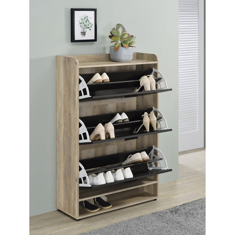 Coaster Furniture Denia 950404 3-Tier Shoe Storage Cabinet - Antique Pine/Grey IMAGE 3