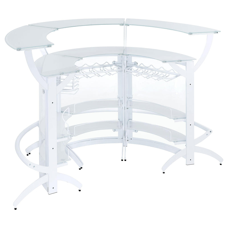 Coaster Furniture Dallas 182136-S3 Curved Bar Unit - White/Frosted Glass IMAGE 6