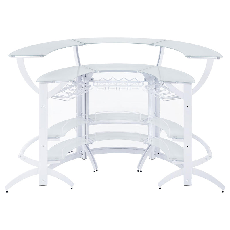 Coaster Furniture Dallas 182136-S3 Curved Bar Unit - White/Frosted Glass IMAGE 7