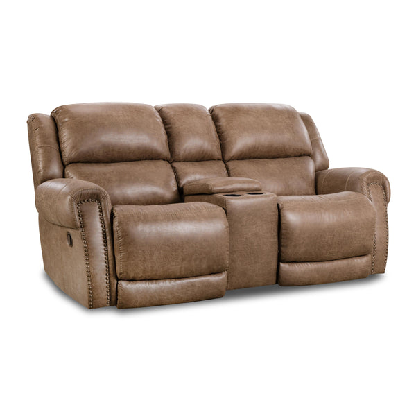 Homestretch Furniture Reclining Fabric Loveseat with Console Maverick IMAGE 1