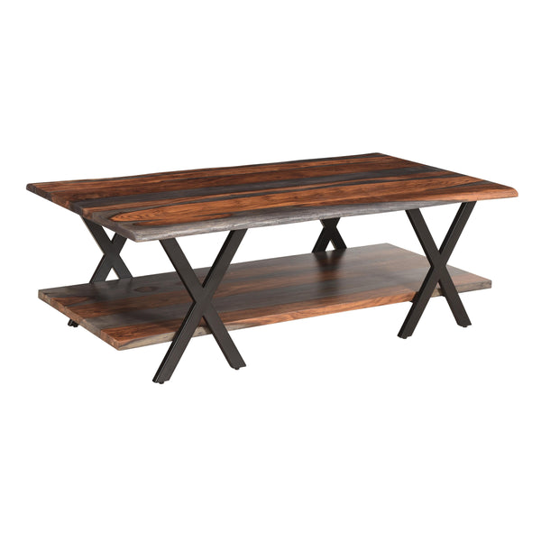 Coast2Coast Forrest 62459 Rustic Industrial Style Coffee Cocktail Table for Livingroom/Office - Solid Sheesham Wood and Iron IMAGE 1