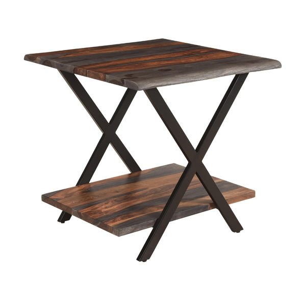 Coast2Coast Forrest 62460 Rustic Industrial Style End Table, Accent Table for Livingroom/Office - Dark Solid Sheesham Wood and Iron IMAGE 1
