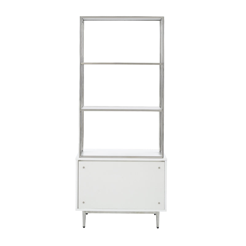 Coast2Coast Daze 71105 Coastal Bookcase with Tempered Glass Shelves and Storage Cabinet - Glossy White IMAGE 4