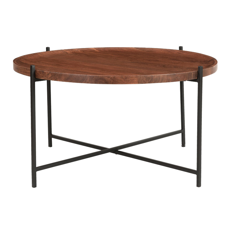 Coast2Coast Brant 73317 Contemporary Round Tray Top Cocktail or Coffee Table with Black Metal Legs IMAGE 2