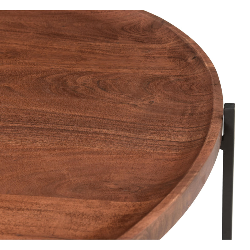 Coast2Coast Brant 73317 Contemporary Round Tray Top Cocktail or Coffee Table with Black Metal Legs IMAGE 3