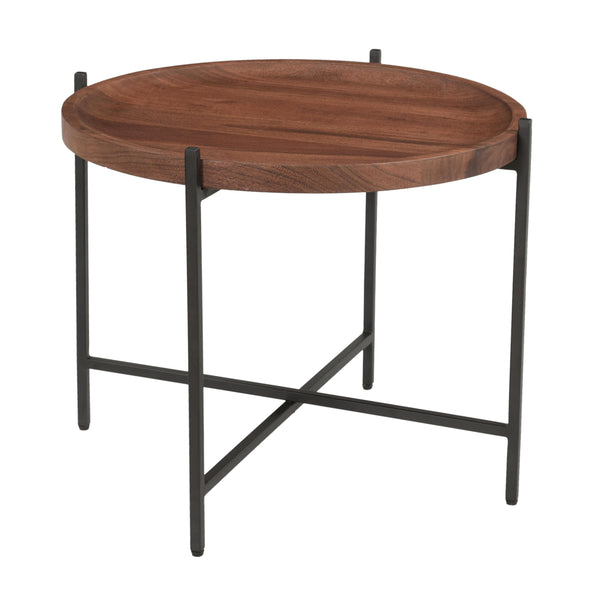 Coast2Coast Brant 73318 Contemporary Round Tray Top Accent or Side Table with Black Metal Legs IMAGE 1