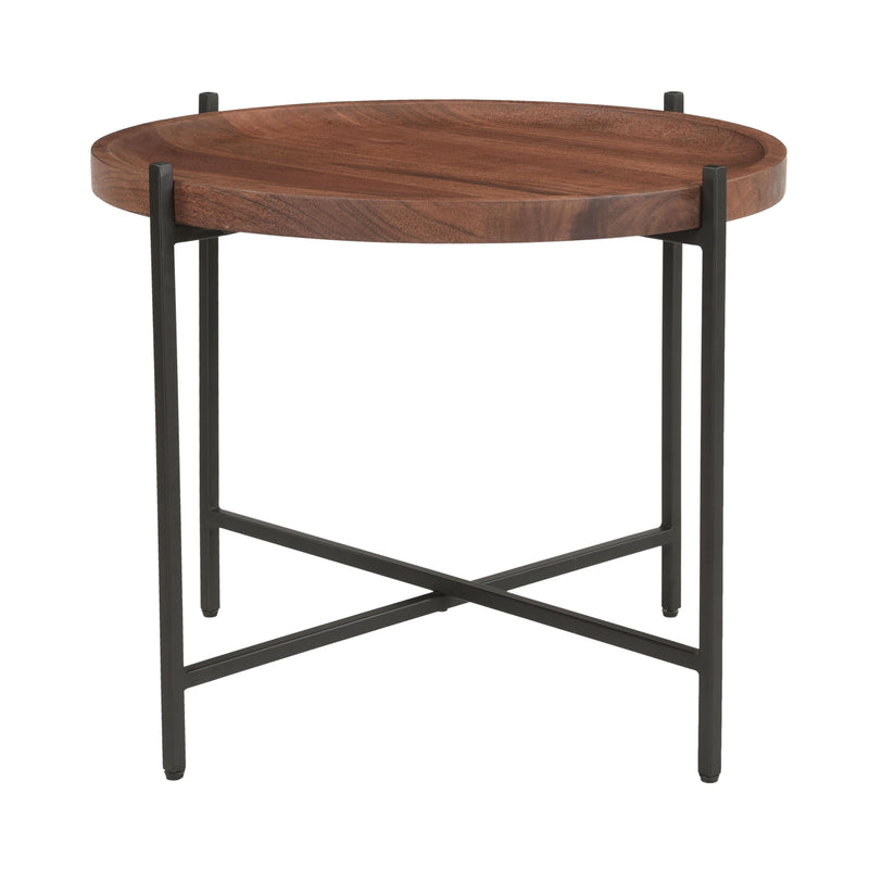 Coast2Coast Brant 73318 Contemporary Round Tray Top Accent or Side Table with Black Metal Legs IMAGE 2