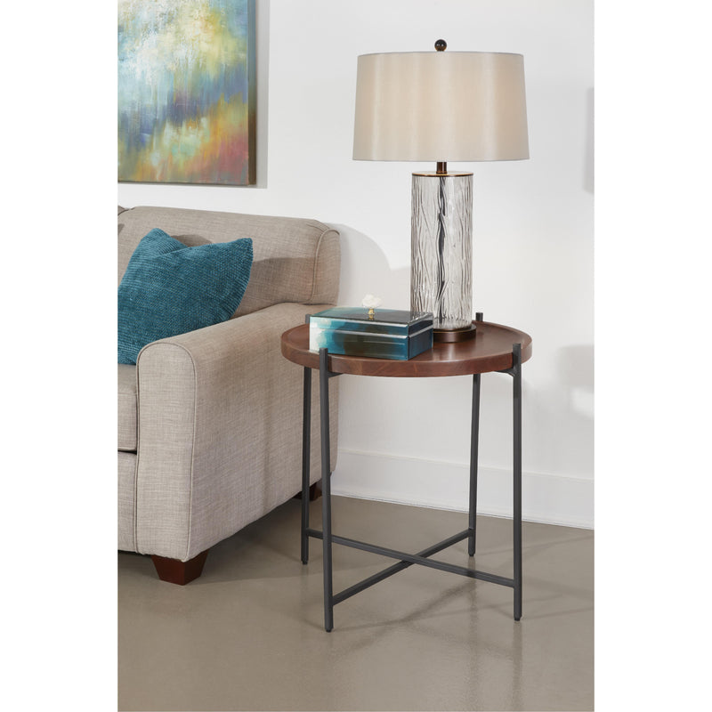 Coast2Coast Brant 73318 Contemporary Round Tray Top Accent or Side Table with Black Metal Legs IMAGE 3