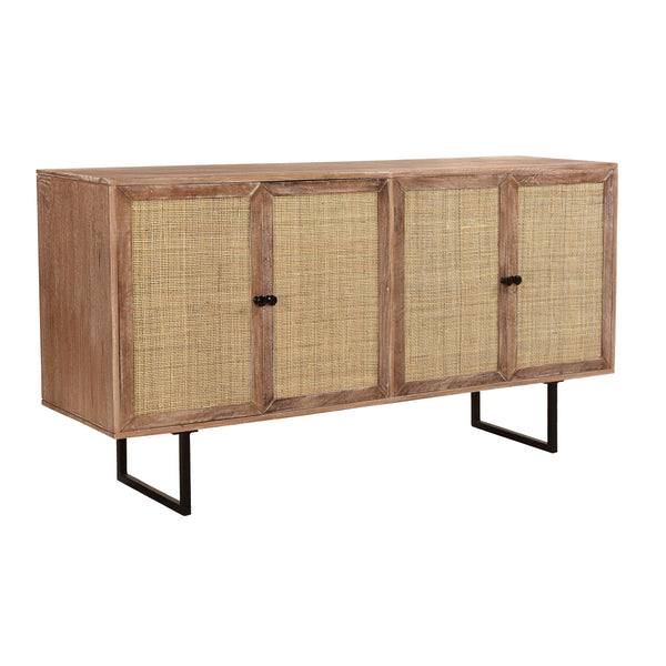 Coast2Coast Torrence 73329 Contemporary Style 4 Door Credenza or Sideboard with Woven Door Fronts - Tan IMAGE 1
