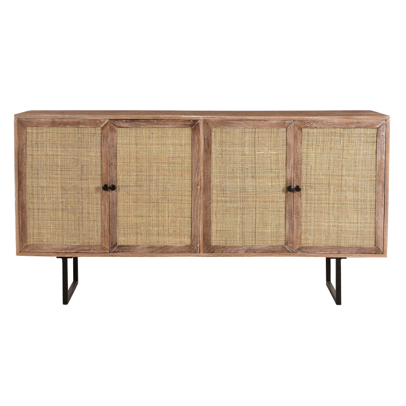 Coast2Coast Torrence 73329 Contemporary Style 4 Door Credenza or Sideboard with Woven Door Fronts - Tan IMAGE 2