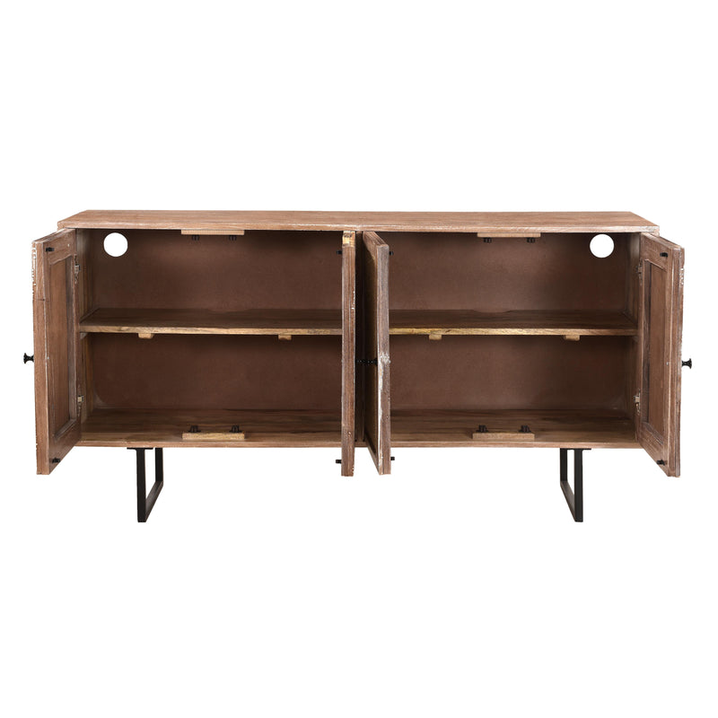 Coast2Coast Torrence 73329 Contemporary Style 4 Door Credenza or Sideboard with Woven Door Fronts - Tan IMAGE 3