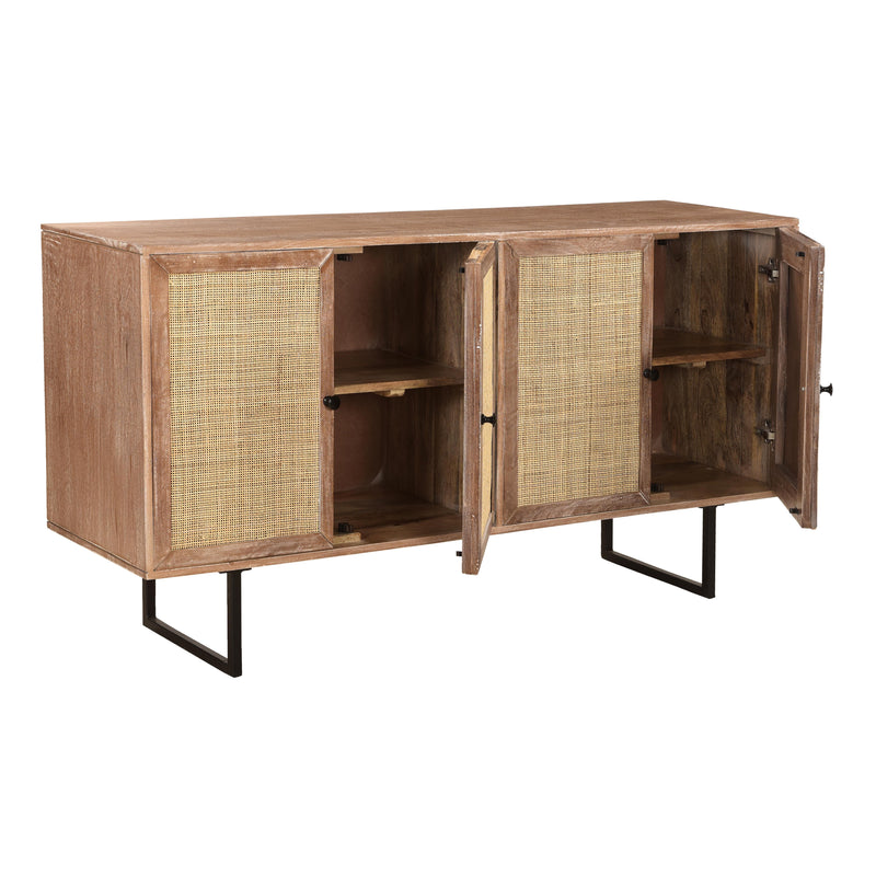 Coast2Coast Torrence 73329 Contemporary Style 4 Door Credenza or Sideboard with Woven Door Fronts - Tan IMAGE 4