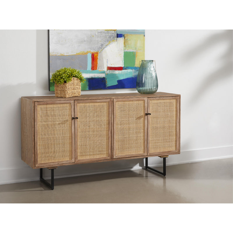 Coast2Coast Torrence 73329 Contemporary Style 4 Door Credenza or Sideboard with Woven Door Fronts - Tan IMAGE 7