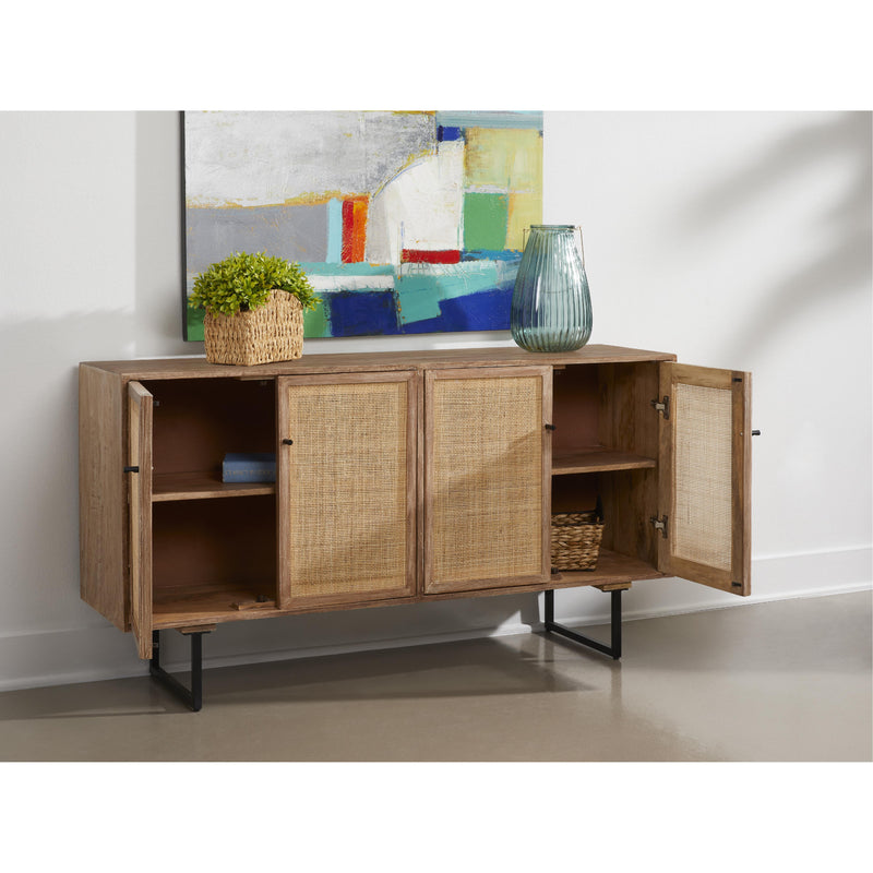 Coast2Coast Torrence 73329 Contemporary Style 4 Door Credenza or Sideboard with Woven Door Fronts - Tan IMAGE 8