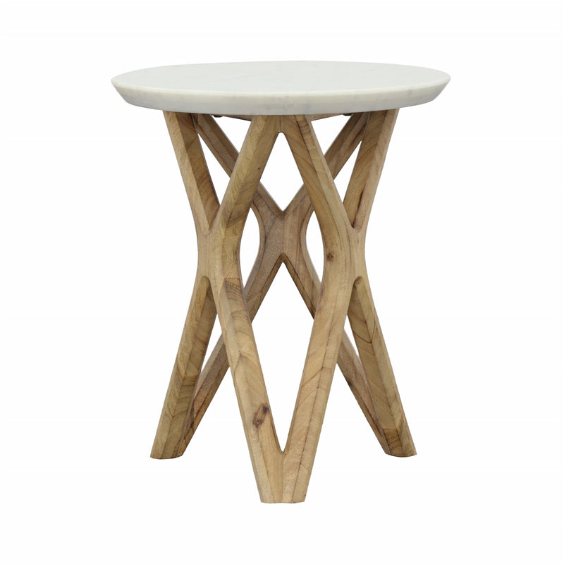Coast2Coast Zion 77258 Contemporary Marble & Solid Mango Wood Round Accent Table IMAGE 2