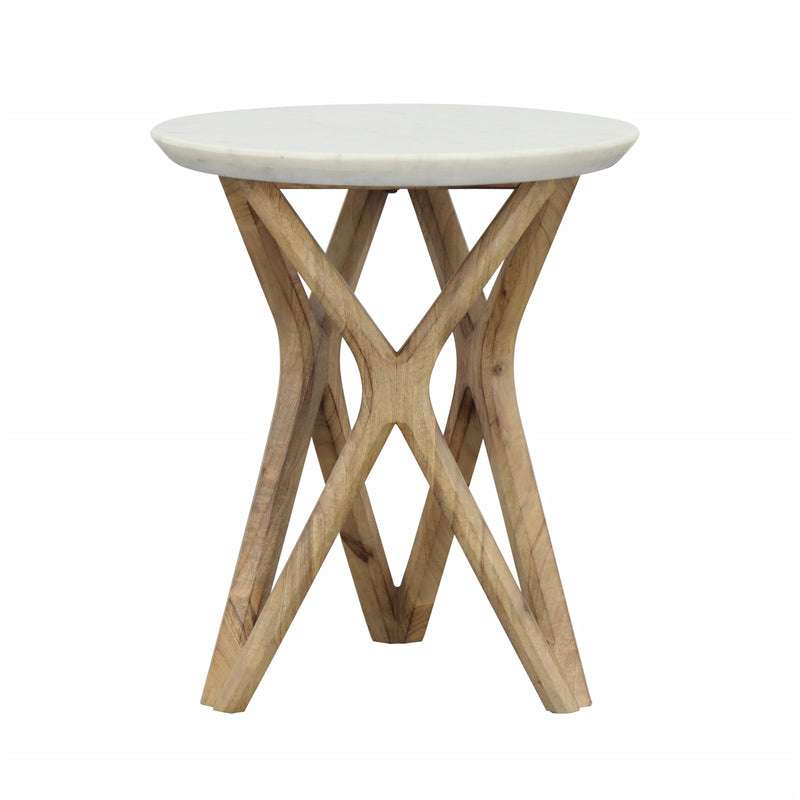 Coast2Coast Zion 77258 Contemporary Marble & Solid Mango Wood Round Accent Table IMAGE 3