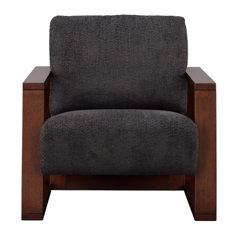 Coast2Coast Castle 90300 Rock Grey Upholstered Armchair with Wood Frame IMAGE 2