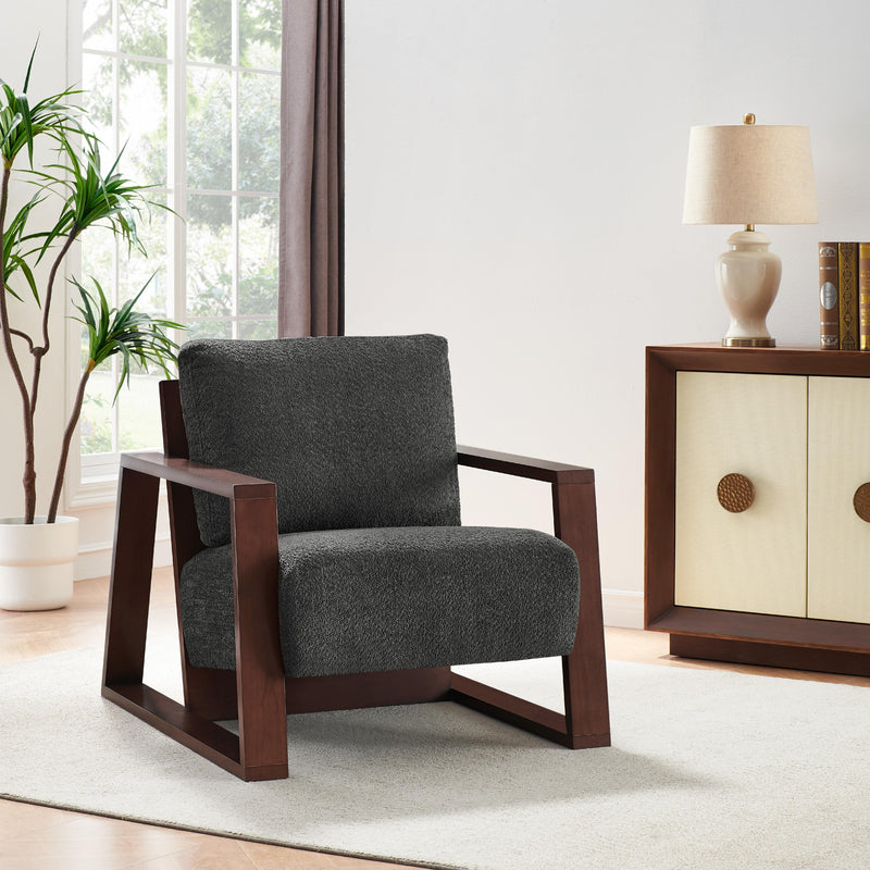 Coast2Coast Castle 90300 Rock Grey Upholstered Armchair with Wood Frame IMAGE 6