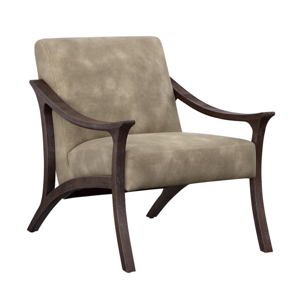 Coast2Coast Taylor 90301 Upholstered Tan Armchair with Wood Frame IMAGE 1