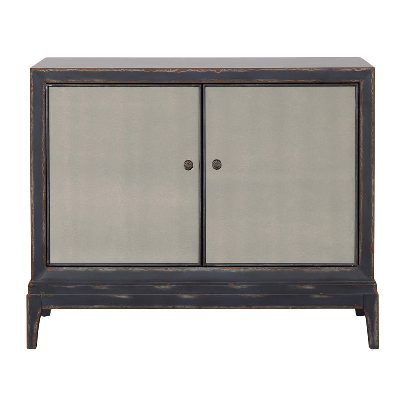 Coast2Coast Boone 90327 Textured Dark Blue Two Door Cabinet with Smoked Glass Inlay IMAGE 2