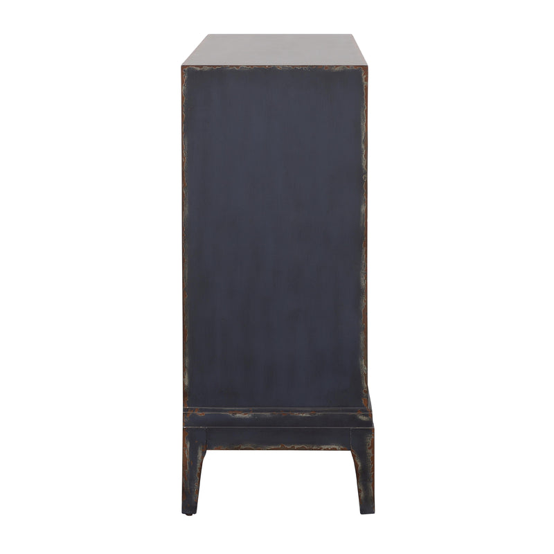 Coast2Coast Boone 90327 Textured Dark Blue Two Door Cabinet with Smoked Glass Inlay IMAGE 5