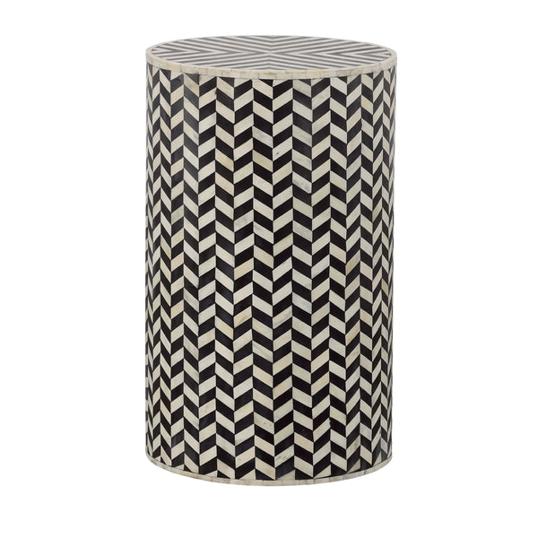 Coast2Coast Dylan 92513 Black and White Round Accent Table with Bone Inlay Details IMAGE 1