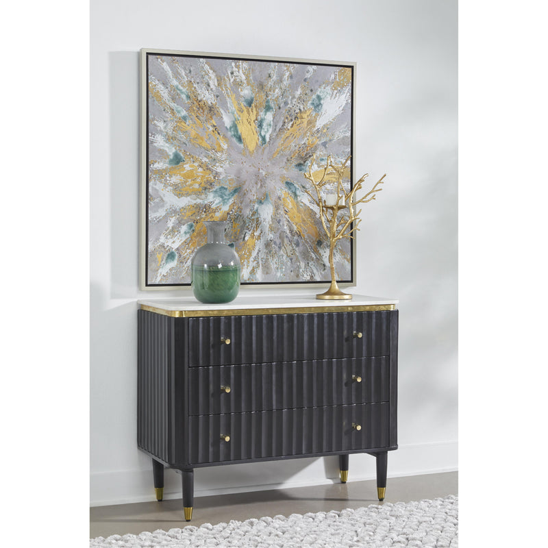 Coast2Coast Davina 92529 Transitional Black & Gold Three Drawer Chest with Marble Top IMAGE 6