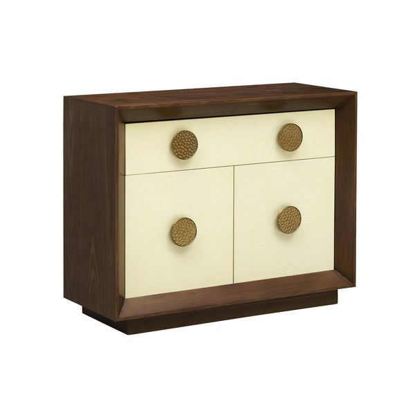 Coast2Coast Shelburne 95406 Two Door Walnut & Cream Cabinet with Gold Accents IMAGE 1