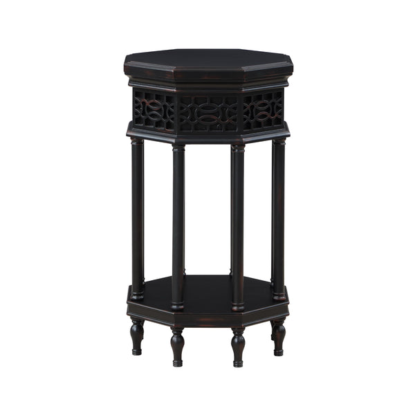 Coast2Coast Coalmont 95444 Distressed Black Traditional Octagonal Accent Table IMAGE 1