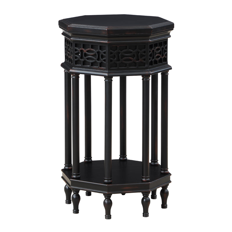 Coast2Coast Coalmont 95444 Distressed Black Traditional Octagonal Accent Table IMAGE 2