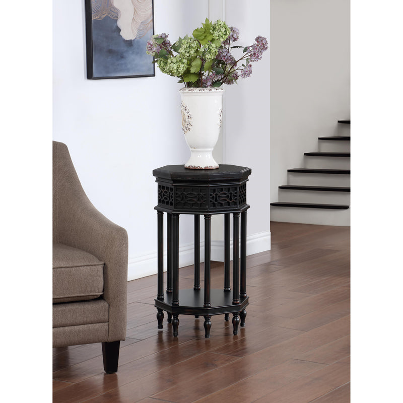 Coast2Coast Coalmont 95444 Distressed Black Traditional Octagonal Accent Table IMAGE 4