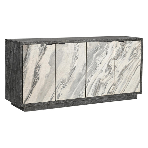 Coast2Coast Sculpter 97521 Greys and White Transitional Four Door Credenza IMAGE 1
