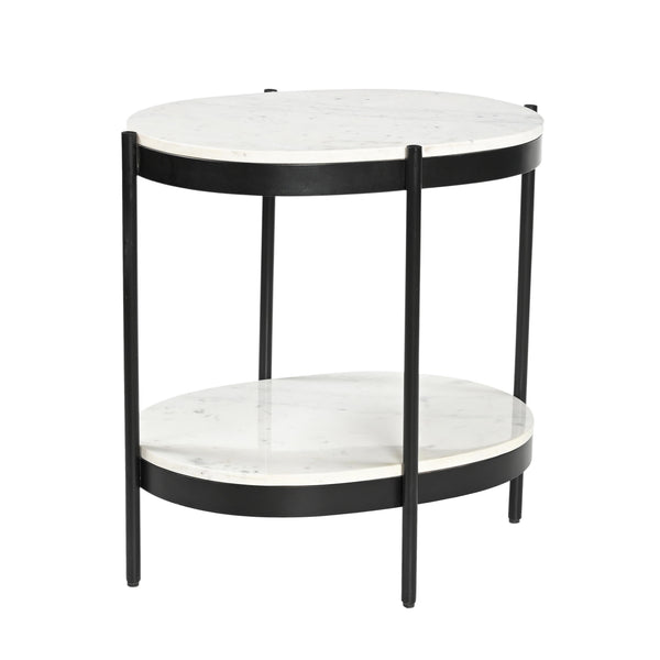 Coast2Coast Gorman 97553 Black & White Marble Industrial Accent Table IMAGE 1