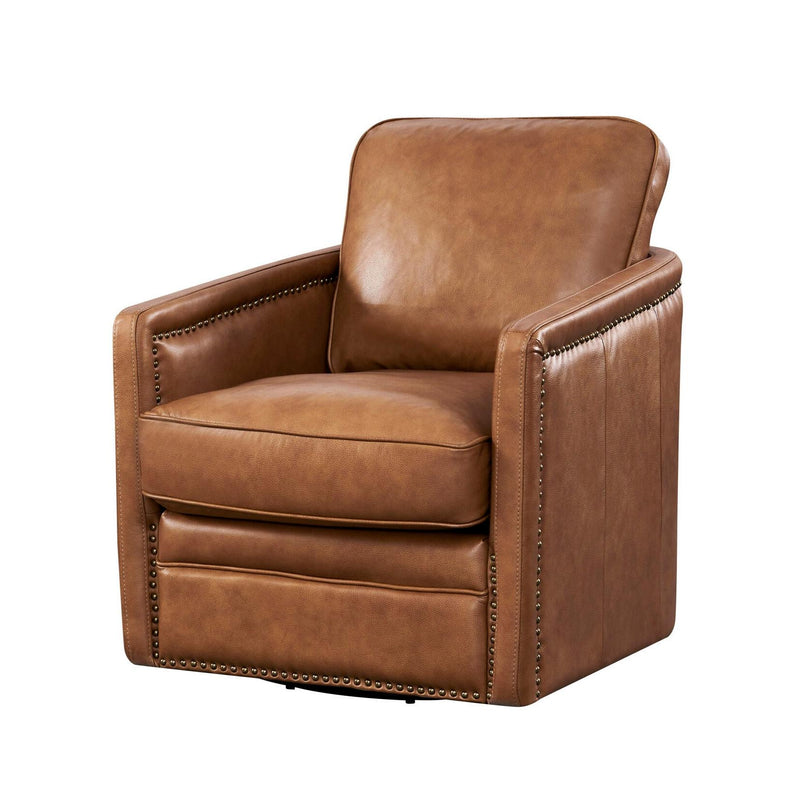 Leather Italia USA N2026 Atlas Chair - 360 Swivel 7137S Camel Leather IMAGE 2