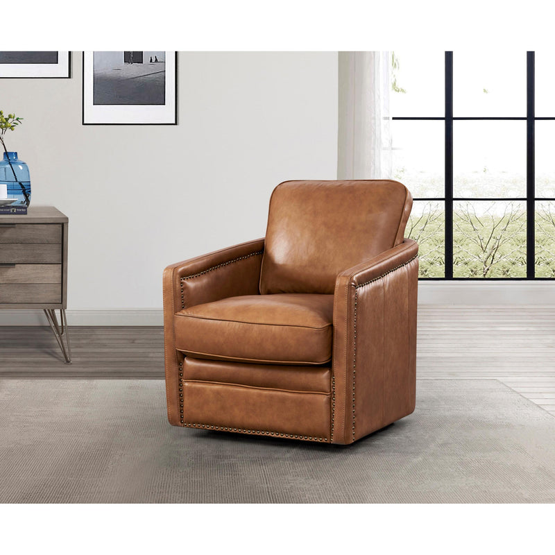 Leather Italia USA N2026 Atlas Chair - 360 Swivel 7137S Camel Leather IMAGE 3