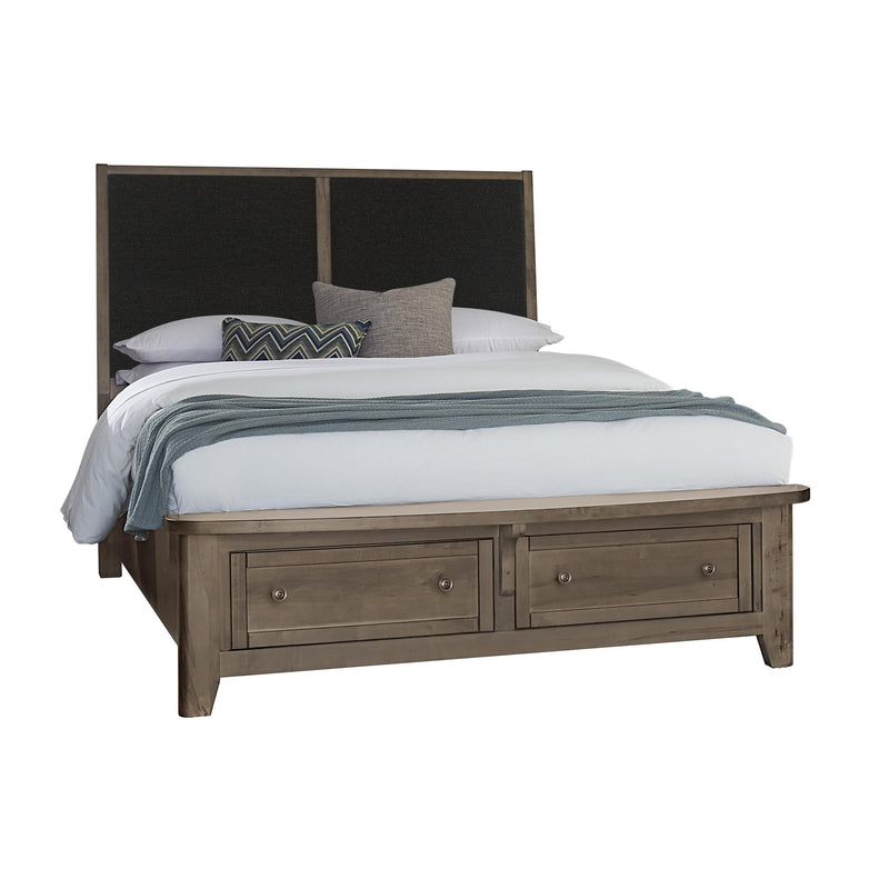 Vaughan-Bassett Woodbridge 820 King Upholstered Bed with Storage and Black Fabric - Dark Cashmere IMAGE 1