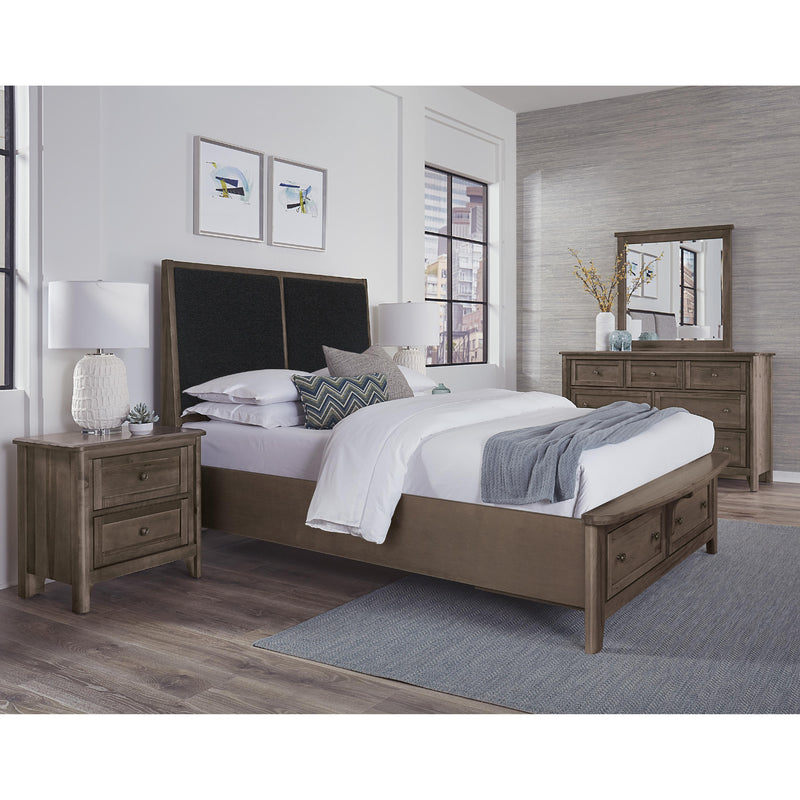 Vaughan-Bassett Woodbridge 820 King Upholstered Bed with Storage and Black Fabric - Dark Cashmere IMAGE 2