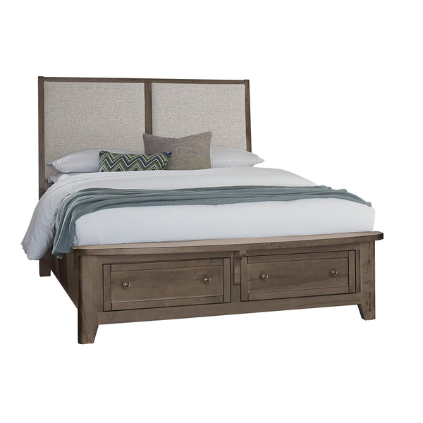 Vaughan-Bassett Woodbridge 820 King Upholstered Bed with Storage and Grey Fabric - Dark Cashmere IMAGE 1