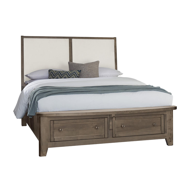 Vaughan-Bassett Woodbridge 820 King Upholstered Bed with Storage and White Fabric - Dark Cashmere IMAGE 1