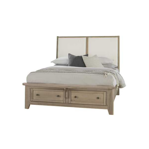 Vaughan-Bassett Woodbridge 821 King Upholstered Bed with Storage and White Fabric - Shadow Grey IMAGE 1